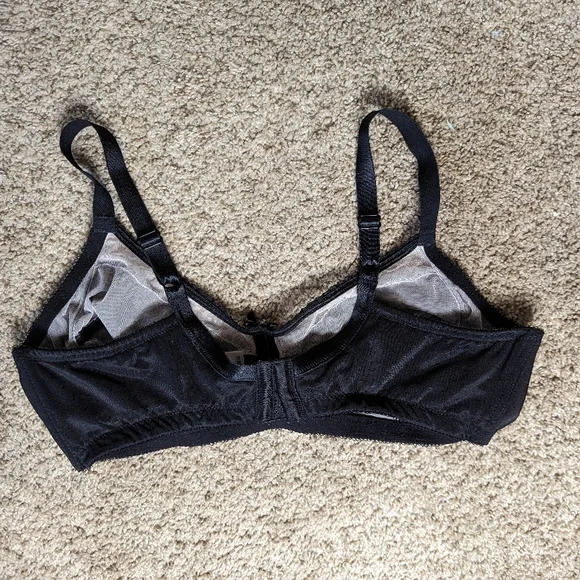 Wacoal Black Lace Back Closure Bra Size 38D Adjustable Straps Retro Chic - Picture 2 of 6